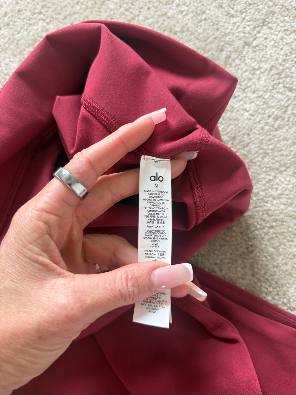 ALO Yoga Wide-Leg Foldover Waist Pants — M Burgundy - Picture 3 of 3